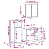 3 Piece Bathroom Furniture Set Sonoma Oak Engineered Wood 3300956