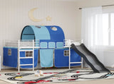 Kids'Loft Bed Frame White and Blue 90 x 200 cm Metal 42020860