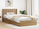 Bed Frame with Storage and Headboard Artisan Oak 90 x 190 cm 3414522
