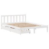 Bed Frame without Mattress White 135x190 cm Double Solid Wood Pine 3301466