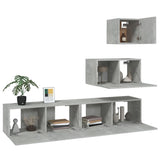 4 Piece TV Cabinet Set Concrete Grey Engineered Wood 3114641