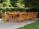 Garden Dining Set Brown Solid Acacia Wood with an Oiled Finish 3058006