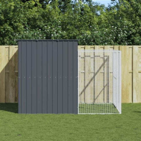 Dog House with Run Anthracite 214x253x181 cm Galvanised Steel 3189119