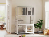 Wooden Catio Cat Outdoor Enclosure, Cat Cage with Waterproof Roof, Platforms, for Multiple Cats, T3398P552690