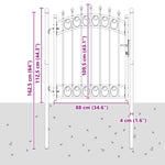 Fence Gate with Spikes Grey 125 x 100 cm Powder-coated steel 42008988