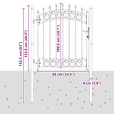 Fence Gate with Spikes Grey 125 x 100 cm Powder-coated steel 42008988