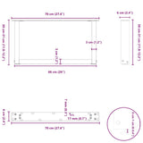 Coffee Table Legs U-Shaped 2 pcs White 70x cm Steel 4013145