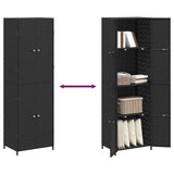 Garden Storage Cabinet Black 59x40x180 cm Poly Rattan 319872
