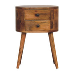 Mini Oak-ish Rounded Bedside Table IN3330