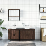 3 Piece Bathroom Furniture Set Brown Oak Engineered Wood 3214674