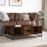 Coffee Table Smoked Oak 100x57x35 cm Engineered Wood and Metal 848761