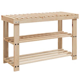 2-in-1 Shoe Rack with Bench Top 2 pcs Solid Wood 276040