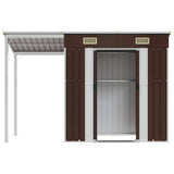 Garden Shed with Extended Roof Brown 277x107x181 cm Steel 364527