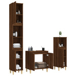 ZNTS 3 Piece Bathroom Furniture Set Brown Oak Engineered Wood 3185588