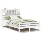 Bookcase Bed without Mattress White 135x190 cm Double Solid Wood Pine 3322254