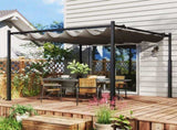 3 x 3 Metal Pergola with Retractable Roof and Magnetic Fixture, Outdoor Gazebo Garden Pergola Kit T3398P320117