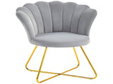 Velvet-Feel Lotus Petal Accent Chair - Grey T3398P340946