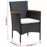 Garden Dining Set Black Solid acacia wood Large Durable 3095869