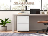 2-Drawer Vertical Filing Cabinet with Lock 5 Wheels, Steel Mobile File Cabinet, for A4, Legal T3398P344463