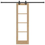 Sliding Door Natural 61 x 198.5 cm Solid Pine Wood and Glass 3332293