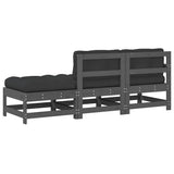 3 Piece Garden Lounge Set with Cushions Grey Solid Wood 825599