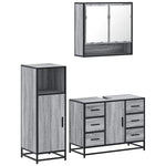 ZNTS 3 Piece Bathroom Furniture Set Grey Sonoma Engineered Wood 3300993