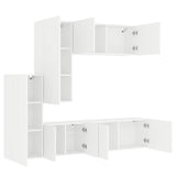 5 Piece TV Wall Units White Engineered Wood 3216489