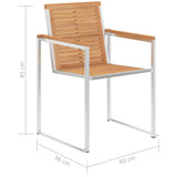 Garden Chair Set of 2 Teak and Silver 46515