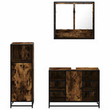 ZNTS 3 Piece Bathroom Furniture Set Smoked Oak Engineered Wood 3301002