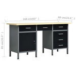 ZNTS Workbench Black 160x60x85 cm Steel 145347