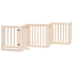 Dog Gate with Door Foldable 9 Panels 450 cm Poplar Wood 3155641