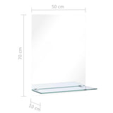 249440 Wall Mirror with Shelf 50x70 cm Tempered Glass