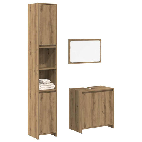ZNTS 3 Piece Bathroom Furniture Set Artisan Oak Engineered Wood 3328566