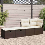 ZNTS 2 Piece Garden Sofa Set with Cushions Brown Poly Rattan Acacia 3328676