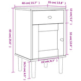 Bedside Cabinet SENJA Rattan Look Brown 40x35x65 cm Solid Wood Pine 358013
