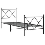 Metal Bed Frame without Mattress with Footboard Black 75x190cm 376510