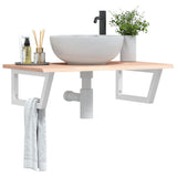 Basin Shelf Wall Mounted Steel and Solid Wood Oak 3302598