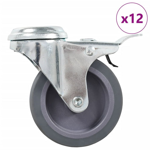 12 pcs Bolt Hole Swivel Casters 75 mm 277857