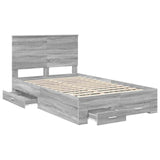 Bed Frame with Drawer Grey Sonoma 120 x 190 cm Engineered Wood 3411337