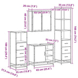 4 Piece Bathroom Furniture Set Smoked Oak Engineered Wood 3301267