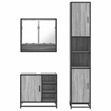 3 Piece Bathroom Furniture Set Grey Sonoma Engineered Wood 3301118