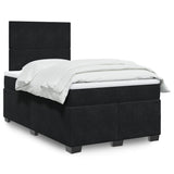 Box Spring Bed with Mattress Black 120x190 cm Small Double Velvet 3290854