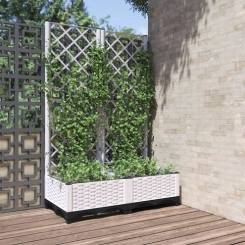 Garden Planter with Trellis White 80x40x121.5 cm PP 153281