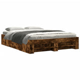 Bed Frame without Mattress Smoked Oak 150x200 cm King Size Engineered Wood 3295468