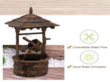 Wooden Garden Wishing Well Fountain Barrel Waterfall Rustic Wood with Pump Garden Dcor Ornament T3398P322181