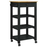 Kitchen Trolley MONZA Black 48 x 40 x 88.5 cm Solid Pine Wood 42027031
