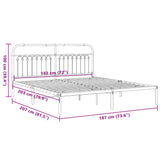 Metal Bed Frame without Mattress with Headboard White 183x203cm 376653