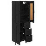 Highboard with Drawer 2 pcs Black Oak Engineered Wood 3416152