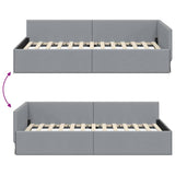 Corner Bed Frame Light Grey 90 cm x 200 cm Velvet 42016043