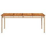 Garden Table Beige 180x90x75 cm Poly Rattan Acacia Wood 366281